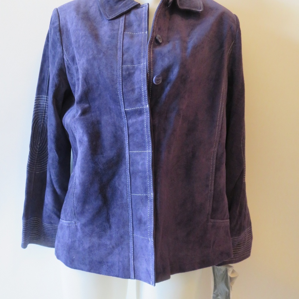 WOMENS JERRY LEWIS PURPLE SUEDE JACKET SZ 14* - Picture 2 of 7